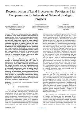 Reconstruction of Land Procurement Policies and Its Compensation for Interests of National Strategic Projects