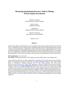 Measuring Institutional Investors' Skill at Making Private Equity Investments