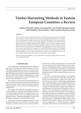 Timber Harvesting Methods in Eastern European Countries: a Review