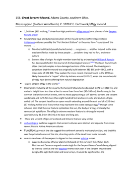 156. Great Serpent Mound. Adams County, Southern Ohio. Mississippian