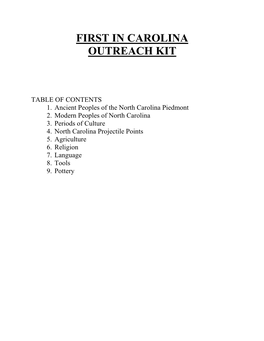 First in Carolina Outreach Kit