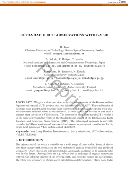 Ultra-Rapid Dut1-Observations with E-Vlbi