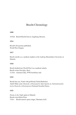 Brecht Chronology