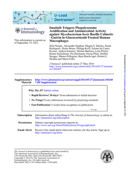 Imatinib Triggers Phagolysosome Acidification and Antimicrobial