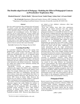 The Double-Edged Sword of Pedagogy: Modeling the Effect of Pedagogical Contexts on Preschoolers’ Exploratory Play