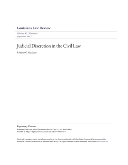 Judicial Discretion in the Civil Law Roberto G