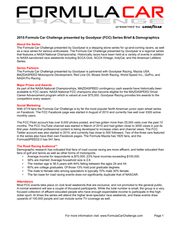 2015 Formula Car Challenge Demographics Posted