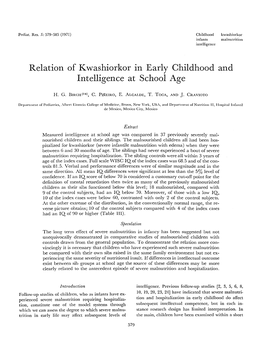 Relation of Kwashiorkor in Early Childhood and Intelligence at School Age