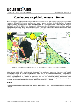 Komiksowe Arcydzieło O Małym Nemowolne Media