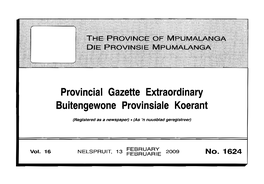 Provincial Gazette Extraordinary Buitengewone Provinsiale Koerant