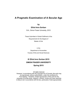 A Pragmatic Examination of a Secular Age