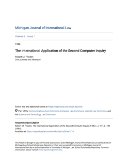 The International Application of the Second Computer Inquiry