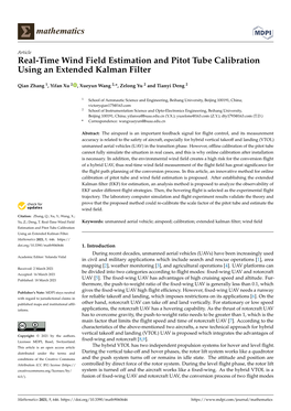 Real-Time Wind Field Estimation and Pitot Tube Calibration Using an Extended Kalman Filter