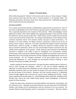 Holiness” of the Church and Its Role As a “Means of Grace,” Chapter Three Examines Three Ways That the Church “Nurtures Holiness” in Its Members (104)