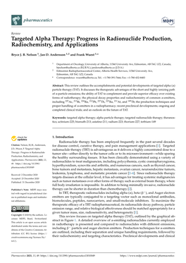Targeted Alpha Therapy: Progress in Radionuclide Production, Radiochemistry, and Applications