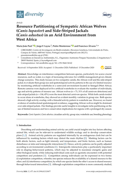 Canis Lupaster) and Side-Striped Jackals (Canis Adustus) in an Arid Environment from West Africa