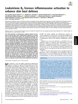 Leukotriene B4 Licenses Inflammasome Activation to Enhance Skin Host Defense