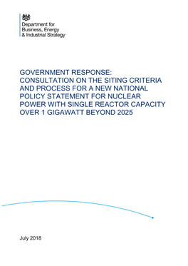 Government Response: Consultation on the Siting Criteria and Process