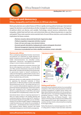 Diehards and Democracy Elites, Inequality and Institutions in African Elections