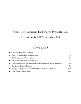 Adult Use Cannabis Task Force Presentations December 6, 2017 - Meeting # 4