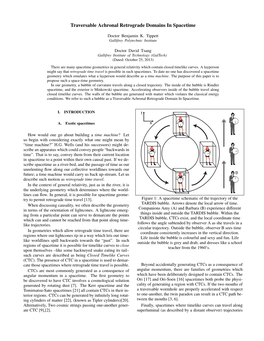 Traversable Achronal Retrograde Domains in Spacetime