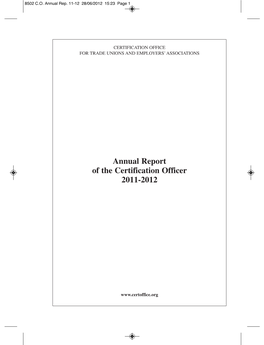 Annual Report of the Certification Officer 2011-2012