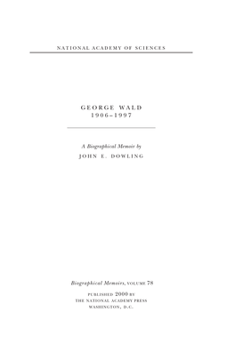 George Wald 1906–1997