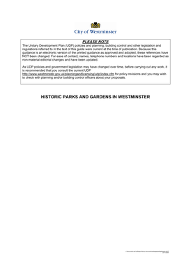 Historic Parks and Gardens in Westminster