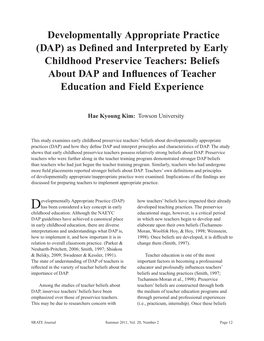 Developmentally Appropriate Practice (DAP)