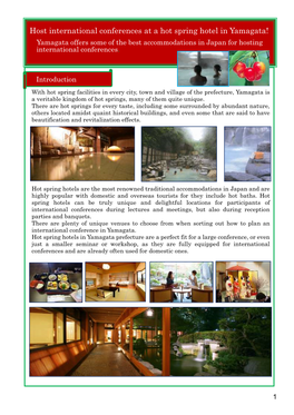 Host International Conferences at a Hot Spring Hotel in Yamagata! Yamagata Offers Some of the Best Accommodations in Japan for Hosting International Conferences