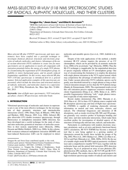 Spectroscopic Studies of Radicals, Aliphatic Molecules, and Their Clusters