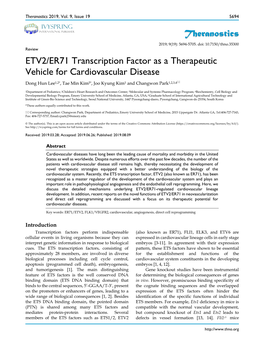 Theranostics ETV2/ER71 Transcription Factor As A
