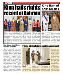 King Hamad Hails UK Ties