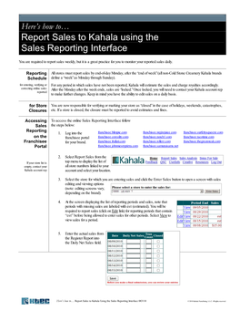 Report Sales to Kahala Using the Sales Reporting Interface