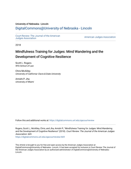Mindfulness Training for Judges: Mind Wandering and the Development of Cognitive Resilience