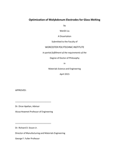 Optimization of Molybdenum Electrodes for Glass Melting