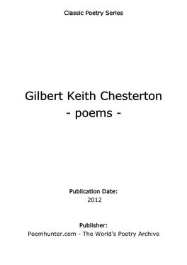 Gilbert Keith Chesterton - Poems