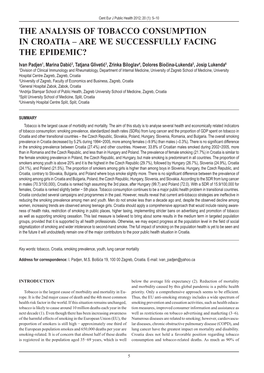 The Analysis of Tobacco Consumption in Croatia