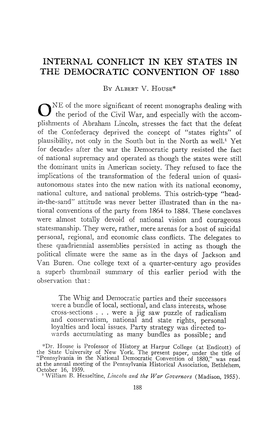 Internal Conflict in Key States in the Democratic Convention of 1880