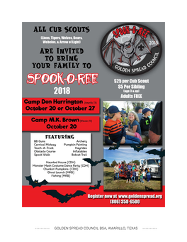 Golden Spread Council Bsa, Amarillo, Texas ------Spook–O–Ree 2018