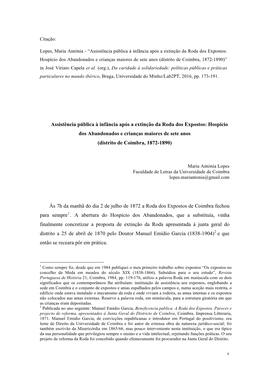 1 Assistência Pública À Infância Após a Extinção Da Roda Dos Expostos