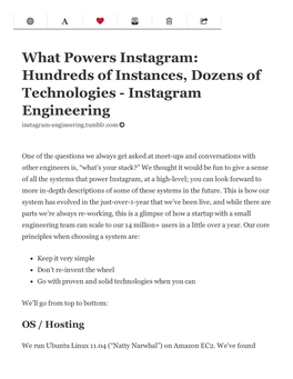 What Powers Instagram: Hundreds of Instances, Dozens of Technologies Instagram Engineering
