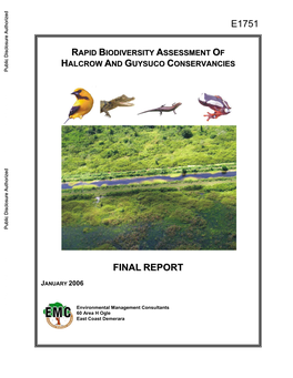 Rapid Biodiversity Assessment of Halcrow