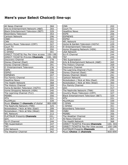 Directv Select Choice Line Up