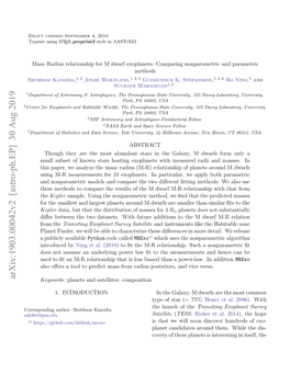 Mass-Radius Relationship for M Dwarf Exoplanets: Comparing Nonparametric and Parametric Methods