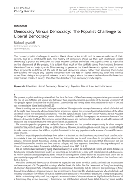 The Populist Challenge to Liberal Democracy