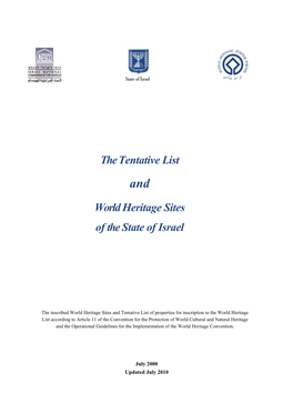 The Tentative List World Heritage Sites of the State of Israel