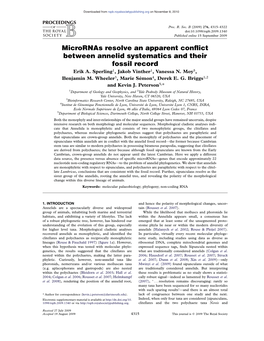 Micrornas Resolve an Apparent Conflict Between Annelid