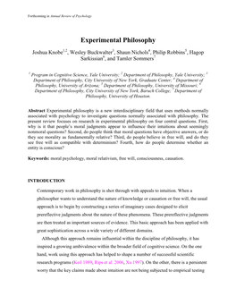 Experimental Philosophy