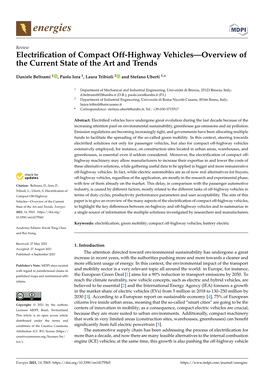 Electrification of Compact Off-Highway Vehicles—Overview Of